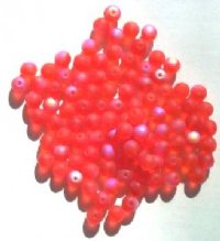 100 6mm Transparent Matte Orange AB Round Beads